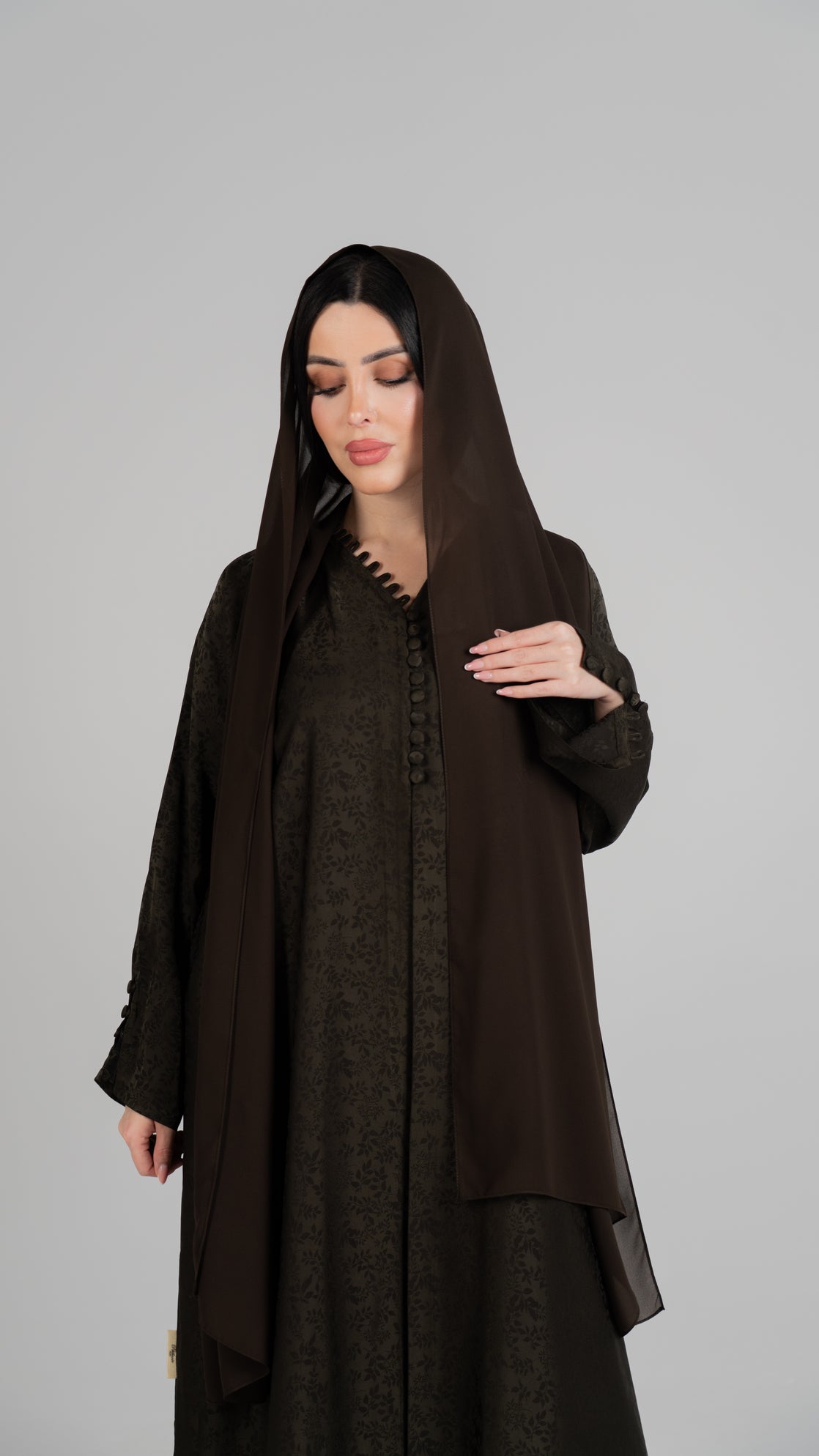 Silky  brown olive abaya