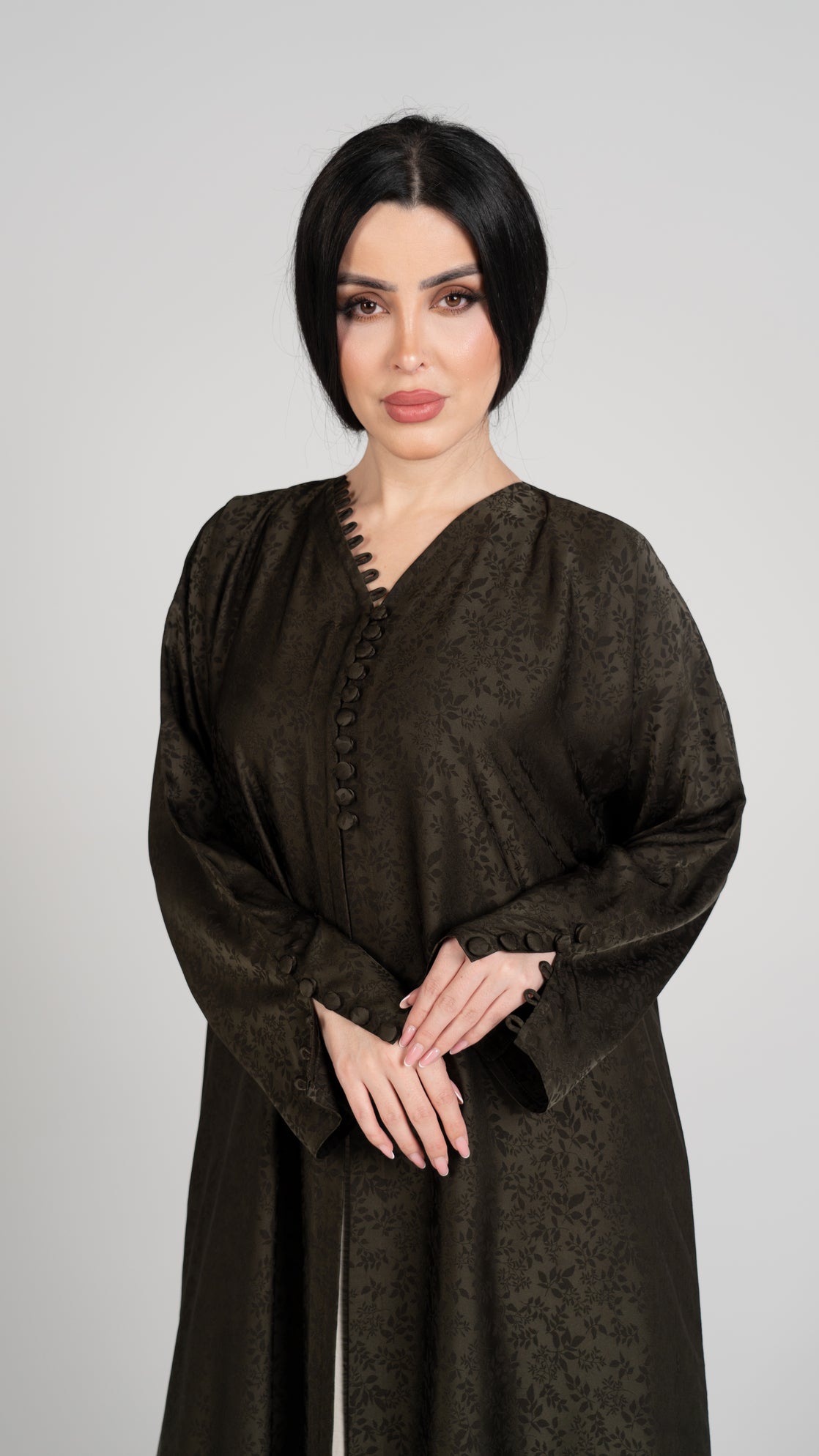 Silky  brown olive abaya