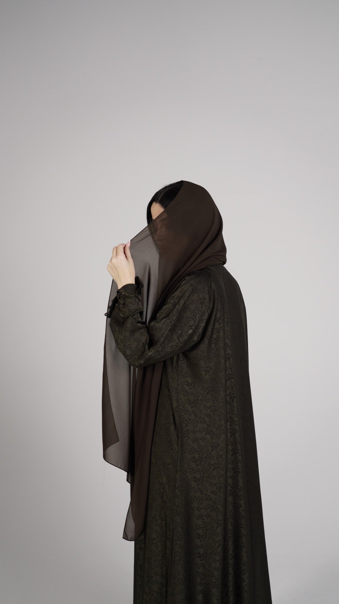 Silky  brown olive abaya